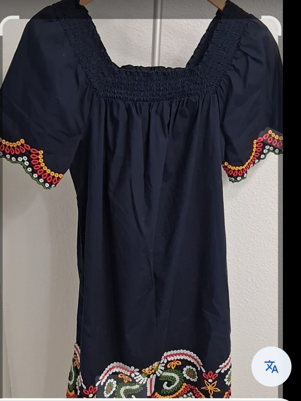 NEW Crown & Ivy Navy Mini Dress With Vibrant Multicolor Embroidery Size S